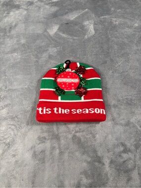 'Tis The Season Striped Holiday Beanie Hat - Red & Green